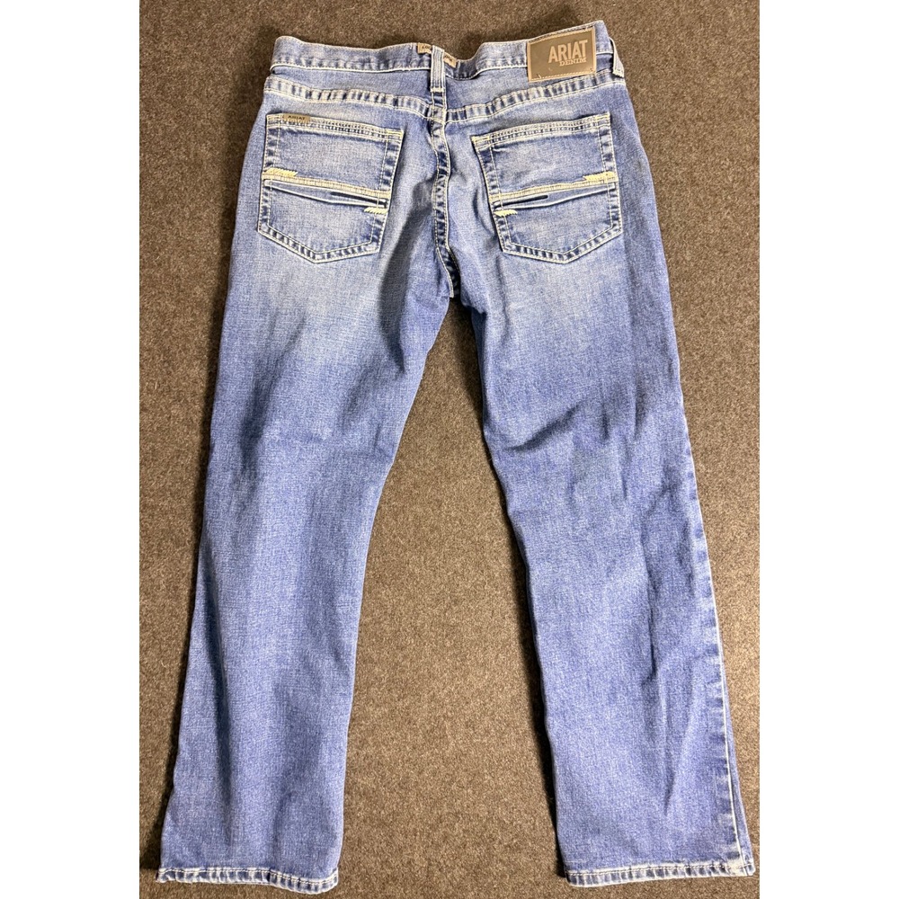 Ariat M5 Straight Leg Jeans Mens 34x32 Dark Wash Denim Workwear Blue - Picture 2 of 7